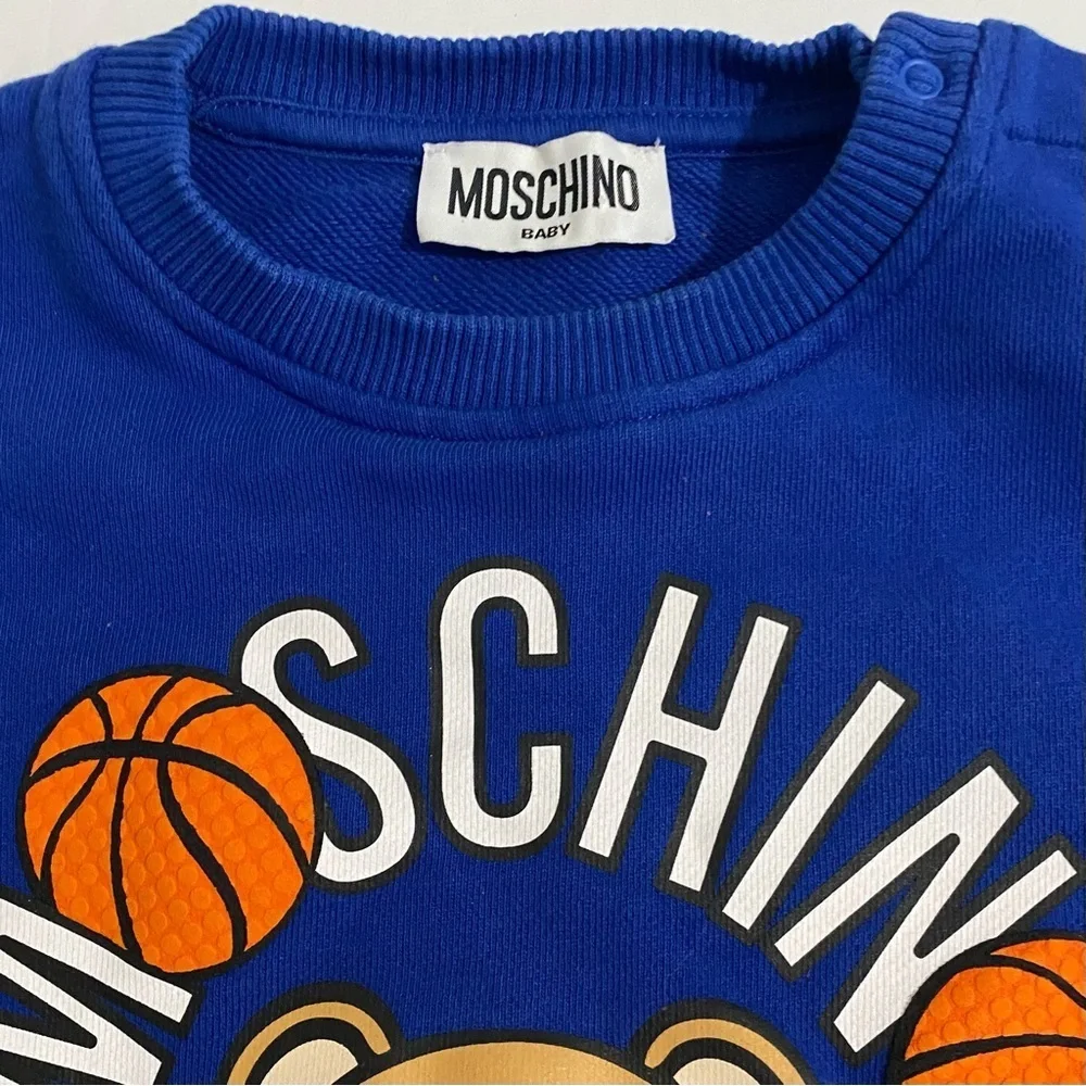Moschino Bear Logo Sweatshirt Toddler Boys 3T Royal Blue